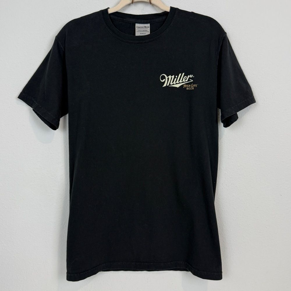 Miller High Life Black Comfort Colors Short Sleeve T-shirt Moon Logo S